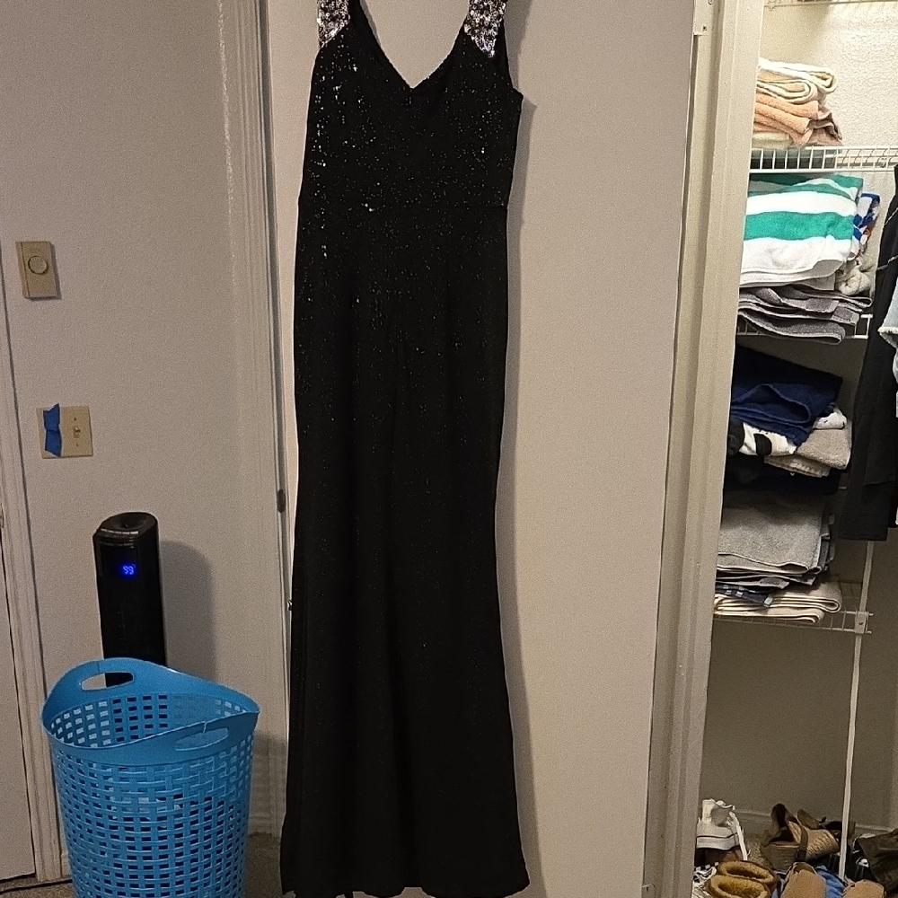 Ever Pretty Black Maxi Dress with Embellished Shoulders